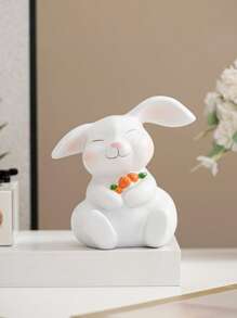 1 Peça Coelho de Resina Segurando Ovos Decorados com Laço, Estilo Minimalista Fofo, Adequado para Dia das Mães, Páscoa, Quarto, Sala de Estar, Escritório, Decoração Doméstica, Escritório, Estante de Livros, Armário de TV