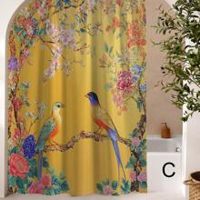 1pc Printed Waterproof Bathroom Shower Curtain With 12 Plastic Hooks, Machine Washable, Bathroom Divider, Bathtub Curtain, Bathroom Decor Window Curtain Bathroom Accessories