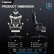 Gaming Chair With Massage, High Back Computer Gamer Chair For Adults And Kids, Ergonomic Game Chair With Adjustable Headrest And Lumbar Support (Blue)