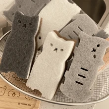 可爱猫咪造型厨房海绵套装 - 加厚耐用洗碗清洁工具，带金属挂钩可悬挂锅具、餐具，不刮伤表面，多功能重型厨房清洁海绵 - 2/4/6/8 件装，4 种颜色组合，3 层设计 - 彩色 - 查看 9