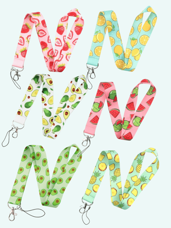 1 st sommarinspirerade hawaiianska frukter / strandfest / jordgubb / ananas / avokado / citron / vattenmelonmönster designade nyckelband för ID-kort för sjukvårdspersonal/studenter/kvinnor, nyckelring och halsrem, året runt-present till skolan, frukt