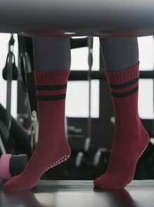 1 Pair Women's High Elastic Non-Slip Fitness Sports Dotted Yoga Pilates Mid-Calf Socks