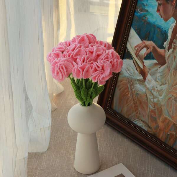 1/3/6/10 Pcs Handmade Crochet Carnation Flowers. Hand-Crocheted Flowers, Artificial Flowers, Knitted Flowers. Suitable As Gifts For Mothers, Home Decor For Dining Room, Living Room, Bedroom, Weddings, Parties, And Outdoor Decorations. Great For Mother's Day, Thanksgiving, New Year, Housewarming, Valentine's Day, And Birthdays