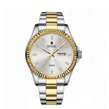 RUIG Relógio de Quartzo Masculino de Luxo de Negócios RUIGE, de Aço Inoxidável com Calendário Luminoso, Relógio Presente Masculino