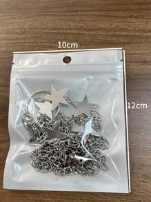1pc Stylish Punk Five-Pointed Star Pendant Waist Chain, Multi-Layer Chain Alloy Pants Chain, Versatile Accessory For Teenagers And Jeans - Silver - View 10