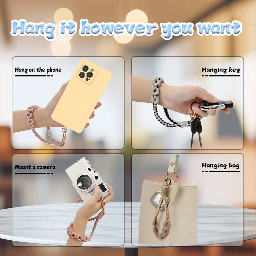 Creative Hollow Flower Woven High-End Phone Lanyard Wrist Strap Phone Case Accessories Wholesale - Multicolor - View 1