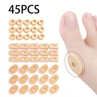45 parches de látex contra callos y abrasión, almohadillas de 3 formas y color piel para protección de talones y pies, suelas