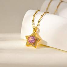 Brass Alloy Zirconia Stone Luxurious Cross-Border Banquet Necklace, Versatile Choker Chain, Titanium Steel - Pink  Necklace - View 3