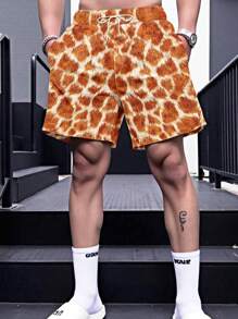 青年男士豹纹时尚运动短裤