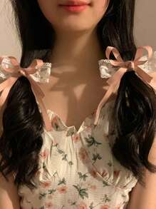 4 Stücke/2 Stücke Haarspangen mit Spitze-Schleifen, süße, niedliche Haarclips mit Schmetterling aus Spitze, Ballerinaart Mädchen Haarclips, vielseitige ästhetische Haarklammern, Haarklauenclips