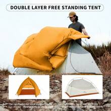 Cloud-Up 2 Person Tent Lightweight Backpacking Tent With Footprint - Free Standing Ultralight Camping Hiking Backpack Tents Two Person Tent - Cloud up Pro(Orange - 210T Polyester) - View 4