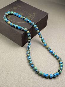 8 毫米畅销天然绿松石项链，彩色绿松石串珠项链，时尚珠宝男女通用礼物 - 項鍊 - 查看 7