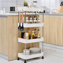 3/4 Tier Slim Rolling Storage Cart Organizer Mobilna półka regałowa Wózek użytkowy Wieża regałowa do wąskich miejsc, wielofunkcyjny wózek użytkowy Plastikowy organizer do przechowywania do kuchni, łazienki, prysznica, salonu, biura i akademika