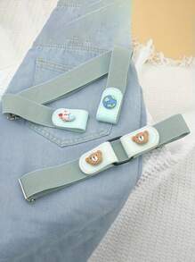 Press Buckle Style Slouchy Belt, Kids' Versatile Jeans Belt, Invisible No-Trace Elastic Stretch Belt, Adjustable Length - Multicolor - View 5