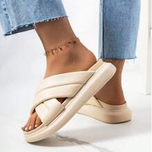 Summer Fashionable Feather Decorated High Heel Sandals - Beige - View 1