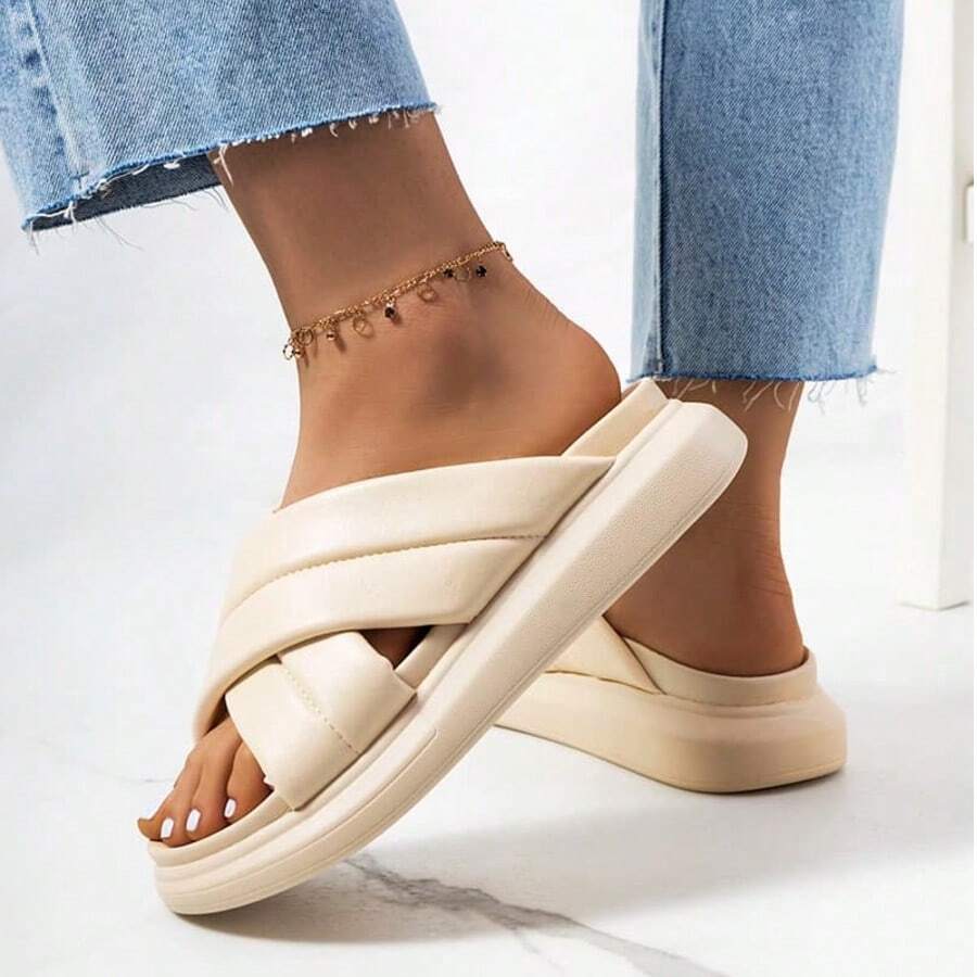 Summer Fashionable Feather Decorated High Heel Sandals - Beige - View 1