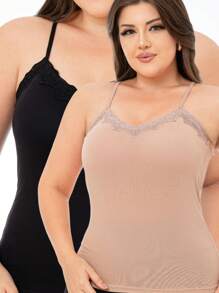 Kit 2 Strapless Blouse With Lace - 黑色 米色 - 查看 1