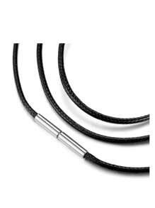 Black Leather Rope Necklace Stainless Steel Clasp Cord Chain For DIY Bracelets Pendant Jewelry Making Accessories Supplies Men - Black - View 2