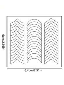 6 Sheets (288 Pieces) French Nail Art Sticker Strips With Wavy Circular Pattern And Nail Polish And Glitter Application Template For Creating French Manicures Without Spilling