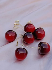 1 par de brincos de frutas vermelhas de cereja para mulheres, Design doce, versátil, pessoal e fashion para uso cotidiano