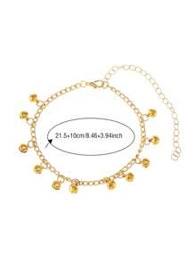 Personalized Fashion Bell Chain Anklet, Bohemian Style Wave Tassel Bell Anklet For Young Girl