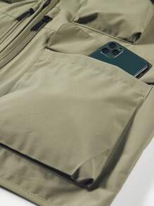 MM-7881 2024 neue einfarbige lässige Weste für Herren, Outdoor-Wanderjacke mit Mehrfachtaschen für Herren, schlichte leichte Herrenjacke