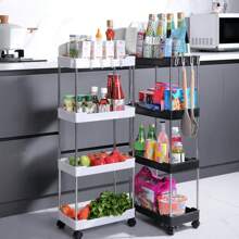 3/4 Tier Slim Rolling Storage Cart Organizer Mobilna półka regałowa Wózek użytkowy Wieża regałowa do wąskich miejsc, wielofunkcyjny wózek użytkowy Plastikowy organizer do przechowywania do kuchni, łazienki, prysznica, salonu, biura i akademika