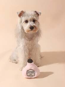 nicovaer 1pc Polyester Fabric Realistic Pink Embroidered Bone & Perfume Bottle Plush Doll, With BB Device For Sound, Suitable For Medium/Small Dogs & Cats As Interactive Companion, Creative Pet Squeaky Doll - Pink - View 8