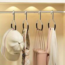 1pc Fashion Metal Hats Storage Set-Easy-To-Install Wall-Mounted Rack, Hat Organizer Holder, Multi-Functional Storage Solution For Baseball Cap, Scarf, Belt-Garment Cabinet Finishing, Plastic Structure, Practical Damage-Free Hook, Utility Damage-Free Hooks