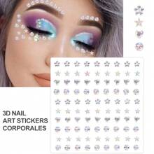 1pc Face Diamond Gem Face Stickers Purple Red Rhinestone Gem Sticker Eyeshadow Sticker Nail Body Makeup Stars Sticker DIY Decor Party Daily 3d Faux Gemstone Face Jewel Self-Adhesive Sticker, Great For Diy Music Festival, Y2k Makeup, Costume Party Makeup, Face & Eye Decoration