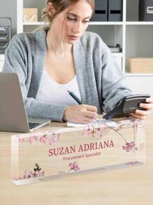 Custom Acrylic Desk Nameplate, Personalized Office Supplies, Ideal Gift For Colleagues, Boss, Nurses, Social Workers, Multipurpose Desk Accessory, Women's Office Table Decor, PMMA Material Back To School - Multicolor - View 5