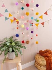 1set Long Multicolor Bunting Cotton Tassel Triangle Flag, Hanging Fabric Banner, Multiple Theme Wedding Birthday Babe Shower Party Colorful Pennant Banner Decoration, Friend Family Holiday Gatherings Indoor Outdoor Fence Roof Decor, Nursery Decor, Party Classroom Garden Corridor Ornaments