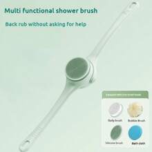 Electric Bath Brush, Dual Handle Handheld Massaging Body Scrubber, USB Rechargeable Lithium Battery, For Back And Full Body Cleaning - Mint Green - View 3