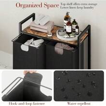Organizador de cesto de ropa, cesto de ropa sucia con estante y 2 bolsas extraíbles, organizador de cesto de ropa sucia para lavandería, baño y dormitorio, 2 X 11.8 galones (44.5 L)