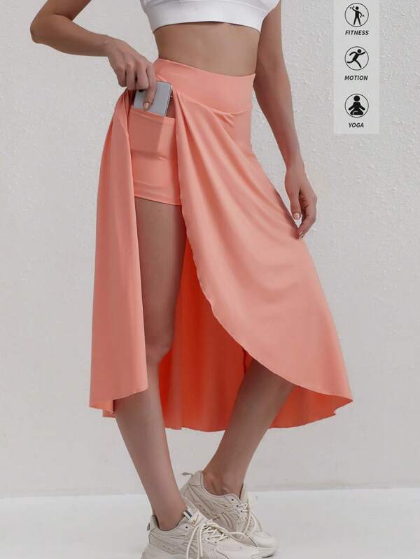 Plus Size Asymmetrical Hem Skirt, Black High Waist Long Skirt Design, Slimming Umbrella Skirt