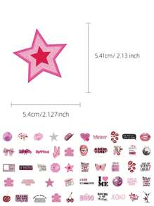 YWWBLD 50 pezzi Adesivi con citazioni di in rosa, regalo, decorazione cartone animato, scrapbooking, laptop, valigia, chitarra, tazza, telefono, fai da te - Rosa - Visualizzare 3