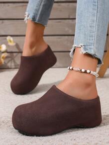 1 Pair French Retro Closed Toe Shoes, Spring/Summer New Soft Sole Casual Versatile Slip-On Sandals, Ugly Cute Slip-On Sandals, Slip-On Shoes With Hidden Insole For Petite Women - Brown - View 5