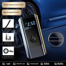 Inflador de neumáticos portátil, compresor de aire portátil para neumáticos de automóvil, bomba de neumáticos recargable, inflado rápido con manómetro digital y luz LED para automóvil, bicicleta, motocicleta e inflador de balones