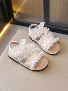 1 Pair Fashion Simple Solid Color Lace Trim Girls Summer Flats