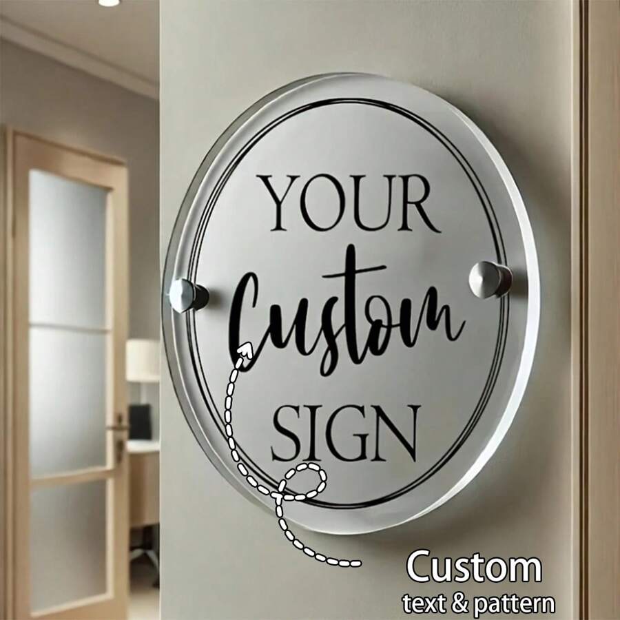1pc Customizable Acrylic Sign - Personalized Door Number, Office And Home Wall Decor, Durable PMMA Material With Mounting Bracket - Suitable For Commercial And Residential Use - Office Supplies And Commercial Signage - Multicolor - View 1