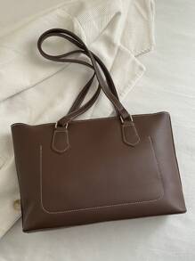 Fashionable Casual Foldable Tote Bag For Women, Large Capacity, Practical For Business, Celebrations, Gifts, Suitable For College Students - Coffee Brown - View 8