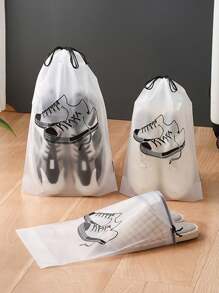 5pcs,Shoe Storage Bag, Home Travel Frosted Drawstring Pocket, Student Dormitory Dust-Proof And Moisture-Proof Transparent Bag, Travel Portable Portable Drawstring Mouth Finishing Bag