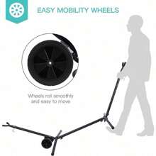 Portable Double Outdoor Hammock With Stand On Wheels - Heavy Duty, 450 Lb Capacity, Hamacas Con Base - 咖啡 - 查看 2