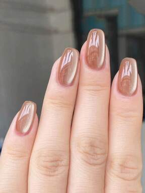 Upgrade Your Look With 24PCS Short Square Press On Nails Creative Translucent Brown Cat Eye Design Fake Nails Full Coverage Fake Nail Kit Office Daily Wear False Nails For Women And Girls With Nail File And Jelly Gel 1 Piece Nail Supplies.