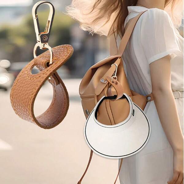 1 Stück Huthalter Clip, geeignet für Reisen, Strazierspaziergänge, Lederhut Aufbewahrungsclip aus PU, Verschluss für alle Jahreszeiten