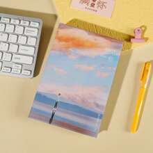 1pc Modern Painting Style Colorful Paged Notebook, Illustrated Colorful Journal Diary For Students, Back To School Essential Stationery Gift