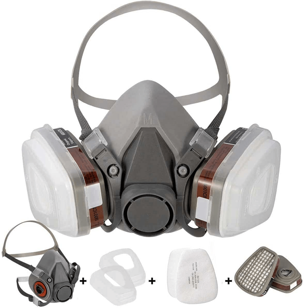 [Demi-masque respiratoire] Masque de protection respiratoire réutilisable 6200 pour la peinture, le polissage chimique, le soudage, le travail du bois et autres travaux de protection (7 en 1) de taille moyenne