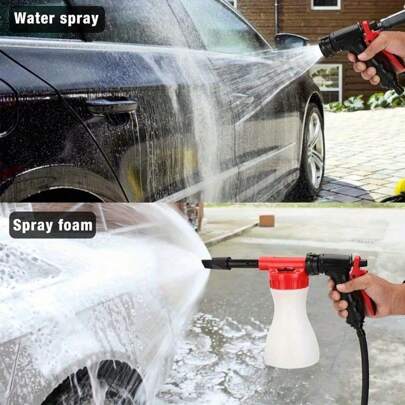 900ml Car Foam Sprayer Snow Foam Gun Bottle Snow Foam Sprayer Adjustable Car Cleaning Spray Tool Hose Pipe Sprayer For Car Home Garden Wash (Red)