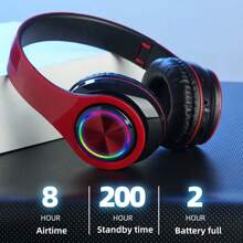 AXNEN Luminous Wireless Headphones With Colorful LED Lights, Foldable Over-Ear Design, Built-In Mic, FM & SD Card Slot - Perfect For School, Travel, And Gifts