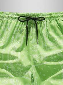 Sunga de Banho de Secagem Rápida com Estampa Floral Masculina - Shorts de Praia Casuais de Poliéster com Bolsos e Cordão na Cintura, Adequado para Verão, Piscina e Atividades ao Ar Livre